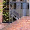 Modern Architecture Glass Fronted Office Building With Staircase And Brick Wall And No People Royalty Free Stock Photo