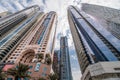 Dubai, United Arab Emirates - October, 2018: Modern architecture high rise and tall buildings in Dubai Marina, UAE Royalty Free Stock Photo