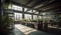 Modern architecture inside office with glass walls generated by AI
