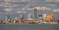 Modern architecture on Liverpool`s historic waterfront on the River Mersey