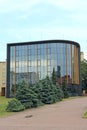 Modern architecture in Lodz. Building with dark glass windows. Office building Royalty Free Stock Photo