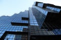 Modern architecture in London with landmark building made of blue glass in Lower Thames Street