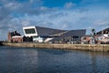 The modern architecture of the Museum of Liverpool across Canning Dock
