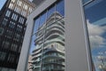 Modern architecture street in paris batignolles france mirror reflections of the building glass facade