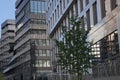 Modern architecture street in paris batignolles france mirror reflections of the building glass facade