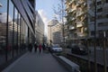 Modern architecture street in paris batignolles france mirror reflections of the building glass facade