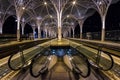 The modern architecture of the Portuguese station Oriente in the city of Lisbon. Structures made of glass and con Royalty Free Stock Photo