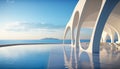 Modern architecture reflects in blue wave, tranquil pool, summer sunset generated by AI Royalty Free Stock Photo