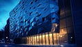 Modern architecture reflects the futuristic design of a bright cityscape generated by AI
