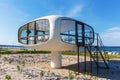 Modern architecture of the rescue center of the beach guard in Binz, Ruegen, Germany