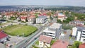 Aerial day shot above Buna Ziua district in Cluj, Romania.