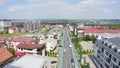 Aerial day shot above Buna Ziua district in Cluj, Romania. Traffic and buildings