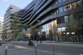 Modern architecture street in paris batignolles france mirror reflections of the building glass facade