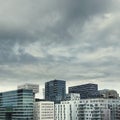 architecture of tall skyscraper buildings in Oslo city center in Norway