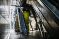 Modern architecture Tube DLR station with escalators, Multiple exposure image. London, UK Royalty Free Stock Photo