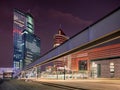 Modern architecture at Wilhelmina Square, Rotterdam at dusk. Royalty Free Stock Photo