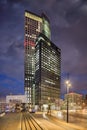 Modern architecture at Wilhelmina Square, Rotterdam at dusk. Royalty Free Stock Photo