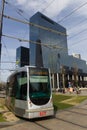 Modern architecure of city centre of Rotterdam with RET tram Royalty Free Stock Photo