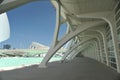 Modern archs gallery at City of Arts and Sciences, Valencia, Spain, in a beautiful summer day, close view