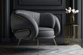 modern armchair with sinuous, curved lines and sleek metal legs for a minimalist design