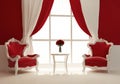 Modern armchairs by the window in royal interior Royalty Free Stock Photo