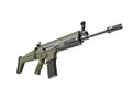 Modern army assault rifle - green - low angle shot