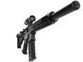 Modern army assault rifle with silencer - closeup shot Royalty Free Stock Photo