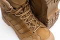 modern army boots isolated on white background stock photo