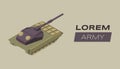 Modern army flat banner vector template. Military service poster concept with armored battle tank. Special forces