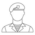 Modern army soldier icon, outline style