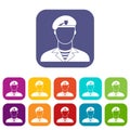 Modern army soldier icons set Royalty Free Stock Photo