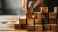 modern arranging wood block stacking with business strategy and Action plan,targeting. Generative Ai