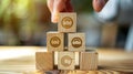 modern arranging wood block stacking with business strategy and Action plan,targeting. Generative Ai
