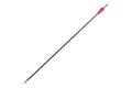 Modern arrow for archery with red plumage, on a white background