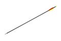 Modern arrow for sport bow isolate on white back. A black arrow with a blunt tip and multicolored plumage