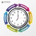 Modern arrow work time management. Infographics template. Vector