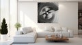 Abstract Black And White Kinetic Art In Modern Ardeco Living Room Royalty Free Stock Photo
