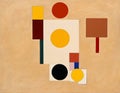 Modern art collage featuring Suprematism elements with abstract geometric shapes. Suitable for contemporary art concepts and