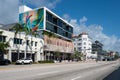 Modern and art deco buildings on Alton Road in Miami Beach, Florida. Royalty Free Stock Photo