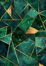 A modern art deco pattern with emerald green and gold colors Royalty Free Stock Photo
