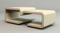 Modern Art Deco Side Table: Symmetrical Harmony In Beige