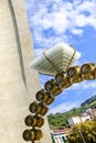 Modern art decoration in the form of a ring made of glass and tyres next to Guggenheim Museum, Bilbao, Spain Royalty Free Stock Photo