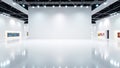 A modern art gallery interior featuring white walls empty space and bright lighting Royalty Free Stock Photo