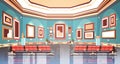 Modern art gallery in museum interior creative contemporary paintings artworks or exhibits flat horizontal