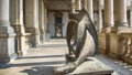 Modern art sculptures, Dying Dragon in Pinacoteca Brera, aka Art Academy Brera