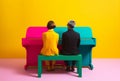 performance illustration art concept music trend colourful people modern piano. Generative AI.