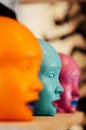 Modern art vibrant coloured head figure sculpture, home decor