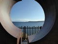 Modern Art with view of Lake and volcano in new zealand