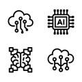 Artificial Intelligence and Cloud Computing Icons Set â AI Chip, Neural Network and Smart Technology Symbols Royalty Free Stock Photo