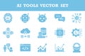 Modern artificial intelligence and machine learning vector icon set with robots chatbots and tech symbols Royalty Free Stock Photo